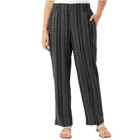 Briggs Pants - NWT - Briggs Ladies Linen Blend Black and White Pants Black Stripes - Size XL